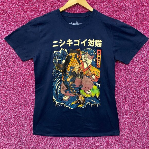 Threadless The Cat and the Koi Graphic Design T-Shirt M - Picture 1 of 5